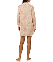 Lauren Ralph Lauren Paisley Print Long Sleeve Notch Collar Sleepshirt