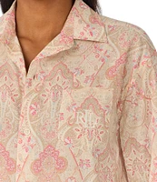 Lauren Ralph Lauren Paisley Print Long Sleeve Notch Collar Sleepshirt