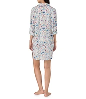 Lauren Ralph Lauren Paisley Print Long Sleeve Roll Tab Notch Collar Woven Nightshirt
