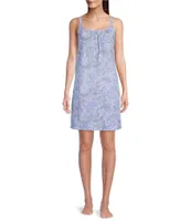 Lauren Ralph Lauren Paisley Print Scoop Neck Sleeveless Short Nightgown