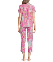 Lauren Ralph Lauren Paisley Print Short Sleeve Notch Collar Woven Cropped Pajama Set