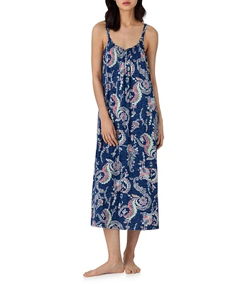 Lauren Ralph Lauren Paisley Print Sleeveless Scoop Neck Knit Ballet Nightgown