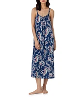 Lauren Ralph Lauren Paisley Print Sleeveless Scoop Neck Knit Ballet Nightgown