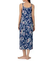 Lauren Ralph Lauren Paisley Print Sleeveless Scoop Neck Knit Ballet Nightgown
