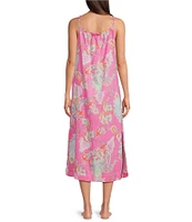 Lauren Ralph Lauren Paisley Print Sleeveless Scoop Neck Woven Ballet Nightgown