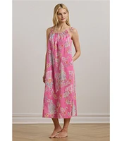 Lauren Ralph Lauren Paisley Print Sleeveless Scoop Neck Woven Ballet Nightgown