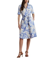 Lauren Ralph Lauren Paisley Tie-Front Linen Shirt Dress