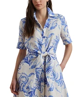 Lauren Ralph Lauren Paisley Tie-Front Linen Shirt Dress