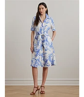 Lauren Ralph Lauren Paisley Tie-Front Linen Shirt Dress