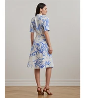 Lauren Ralph Lauren Paisley Tie-Front Linen Shirt Dress