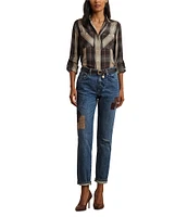 Lauren Ralph Lauren Patchwork Boyfriend Tapered Ankle Jeans