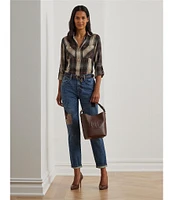 Lauren Ralph Lauren Patchwork Boyfriend Tapered Ankle Jeans