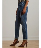 Lauren Ralph Lauren Patchwork Boyfriend Tapered Ankle Jeans