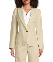 Lauren Ralph Lauren Peak Lapel Collar Long Sleeve Twill Blazer