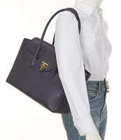 Lauren Ralph Lauren Tanner Pebbled Leather Large Satchel Bag