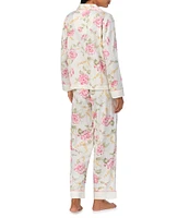 Lauren Ralph Lauren Petite Floral Print Long Sleeves Notch Collar Full Length Woven Pajama Set