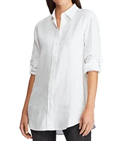 Lauren Ralph Lauren Petite Size Collared Long Sleeve Pleated Cuff Button Front Shirt