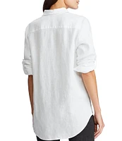Lauren Ralph Lauren Petite Size Collared Long Sleeve Pleated Cuff Button Front Shirt