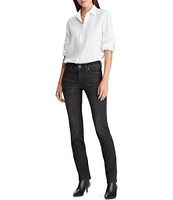 Lauren Ralph Lauren Petite Size Collared Long Sleeve Pleated Cuff Button Front Shirt