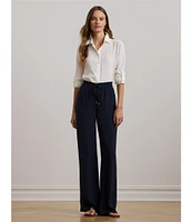 Lauren Ralph Lauren Petite Size Collared Long Sleeve Pleated Cuff Button Front Shirt