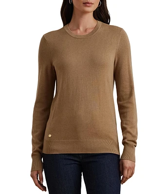 Lauren Ralph Lauren Petite Size Cotton-Blend Crew Neck Long Sleeve Slim Fit Sweater