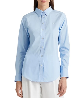 Lauren Ralph Lauren Petite Size Easy Care Point Collar Long Sleeve Shirt