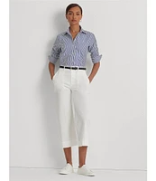 Lauren Ralph Lauren Petite Size Easy Care Point Collar Shirttail Hem Long Cuff Sleeve Shirt