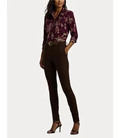 Lauren Ralph Lauren Petite Size Floral Cotton Voile Point Collar Long Sleeve Button-Front Shirt