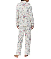 Lauren Ralph Lauren Petite Size Floral Print Long Sleeve Notch Collar Long Pant Pajama Set