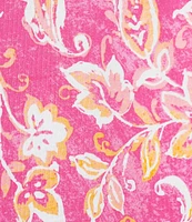 Lauren Ralph Lauren Petite Size Floral Print Short Sleeve Notch Collar Knit Cropped Pajama Set
