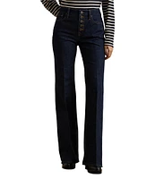 Lauren Ralph Lauren Petite Size High Rise Button-Front Flared Jeans