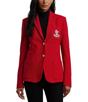 Lauren Ralph Lauren Petite Size Jacquard Notch Lapel Collar Long Sleeve Two-Button Front Blazer