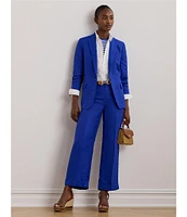 Lauren Ralph Lauren Petite Size Linen-Blend Twill One-Button Front Blazer
