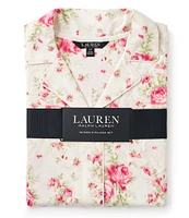 Lauren Ralph Lauren Petite Size Long Sleeve Notch Collar Long Pant Floral Knit Pajama Set