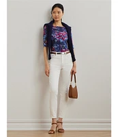 Lauren Ralph Lauren Petite Size Printed Stretch Cotton Boat Neck Elbow Sleeve T-Shirt