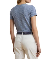 Lauren Ralph Lauren Petite Size Soft Slub Jersey Printed Crew Neck Short Sleeve Pocket Tee