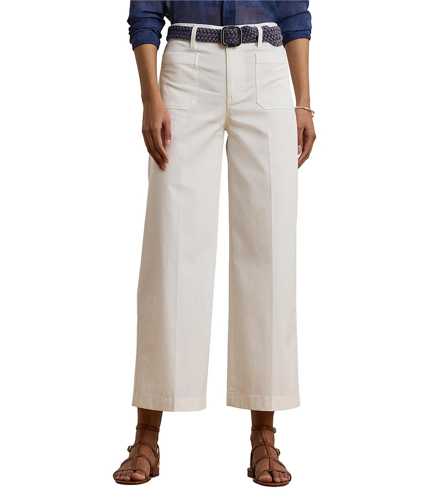 Lauren Ralph Lauren Petite Size Stretch Chino Wide Leg Cropped Pants