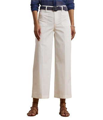 Lauren Ralph Lauren Petite Size Stretch Chino Wide Leg Cropped Pants