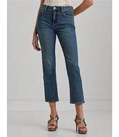 Lauren Ralph Lauren Petite Size Twill High-Rise Straight Leg Ankle Jeans