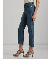 Lauren Ralph Lauren Petite Size Twill High-Rise Straight Leg Ankle Jeans