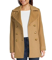 Lauren Ralph Lauren Petite Size Wool Blend Double Breasted Notch Collar Button Front Peacoat