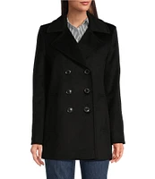 Lauren Ralph Lauren Petite Size Wool Blend Double Breasted Notch Collar Button Front Peacoat