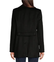 Lauren Ralph Lauren Petite Size Wool Blend Double Breasted Notch Collar Button Front Peacoat