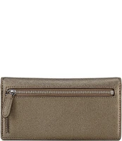 Lauren Ralph Lauren Pewter Metallic Crosshatch Leather Slim Snap Wallet