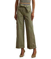 Lauren Ralph Lauren Pleated Cotton Twill Wide Leg Cargo Pants