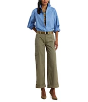 Lauren Ralph Lauren Pleated Cotton Twill Wide Leg Cargo Pants