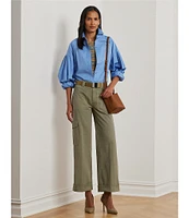 Lauren Ralph Lauren Pleated Cotton Twill Wide Leg Cargo Pants