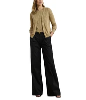 Lauren Ralph Lauren Pleated Cotton Twill High-Rise Wide Leg Pants
