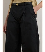 Lauren Ralph Lauren Pleated Cotton Twill High-Rise Wide Leg Pants