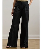 Lauren Ralph Lauren Pleated Cotton Twill High-Rise Wide Leg Pants